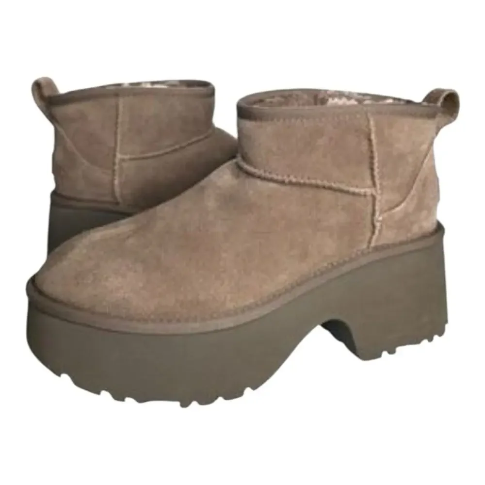 Ugg Classic Ultra Mini New Heights Platform Dark Brown Boots Women's Size 10 New